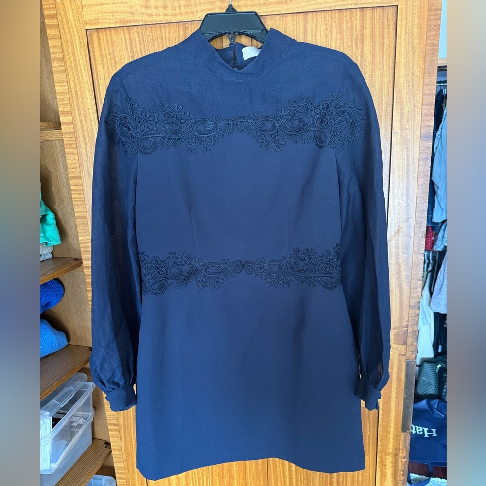 KEEPSAKE the Label Midnight Blue Embroidered Mini Dress